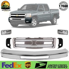 Front Bumper Chrome Grille Assembly Kit For 2007-2013 Chevrolet Silverado 1500 Front Bumper Chrome Grille Assembly Kit For 2007-2013 Chevrolet Silverado 1500