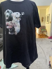 Anvil Black Cotton 2 Dogs Short Sleeve T Shirt Size XL