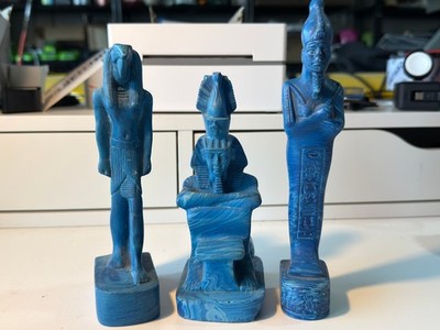 Blue Marbled Egyptian Figurine Set