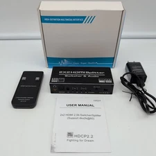 4K HDR 60Hz 2X2 HDMI 2.0b Switcher/Splitter Hi- Definition Multimedia Interface 