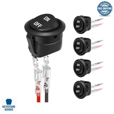 12V 2-Pin SPST Round Rocker Switch - On/Off, Heavy Duty, Marine & Automotive