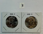 2008 P & D UNC Clad Kennedy Half Dollar Set in CB Flips -Free Shipping - B4