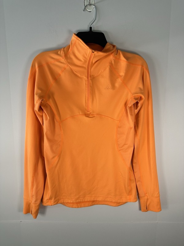 Adidas Climalite Orange Quarter-Zip Running/Gym Top | Size XS Extra Small