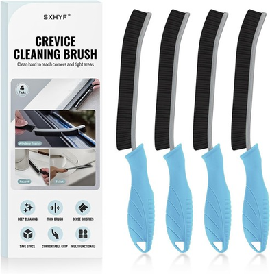 #ad 4 Crevice Cleaning Brushes Blue Grout Scrub Brush House Cleaning Supplies $13.99