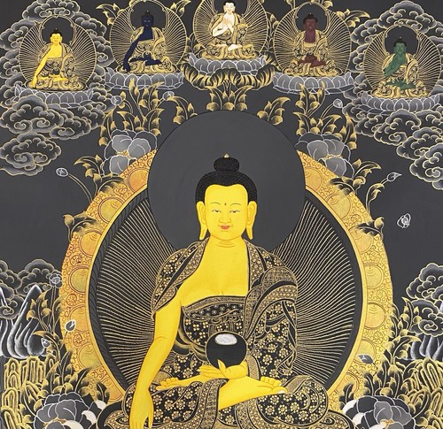 Rare hand painted Tibetan Shakyamuni buddha mandala Thangka painting Om yoga 001 - Picture 4 of 6