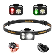 EverBrite Rechargeable LED Headlamp IP67 Waterproof White/Red/Green Light 1.59oz