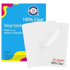 Premium Printable Vinyl Sticker Paper for Inkjet  Laser Printer, 100 Transp...