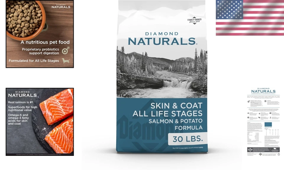 Receta de carne real con piel y pelaje de diamante comida seca para perros con salmón salvaje capturado 30... Foto 2 de 4