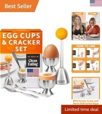 Complete Egg Cracking Tool Set: Topper, Cracker & Cups for Breakfast Luxury