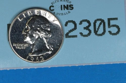 1962 PROOF 25C WASHINGTON SILVER QUARTER EARLY US TYPE COIN RAW-2305