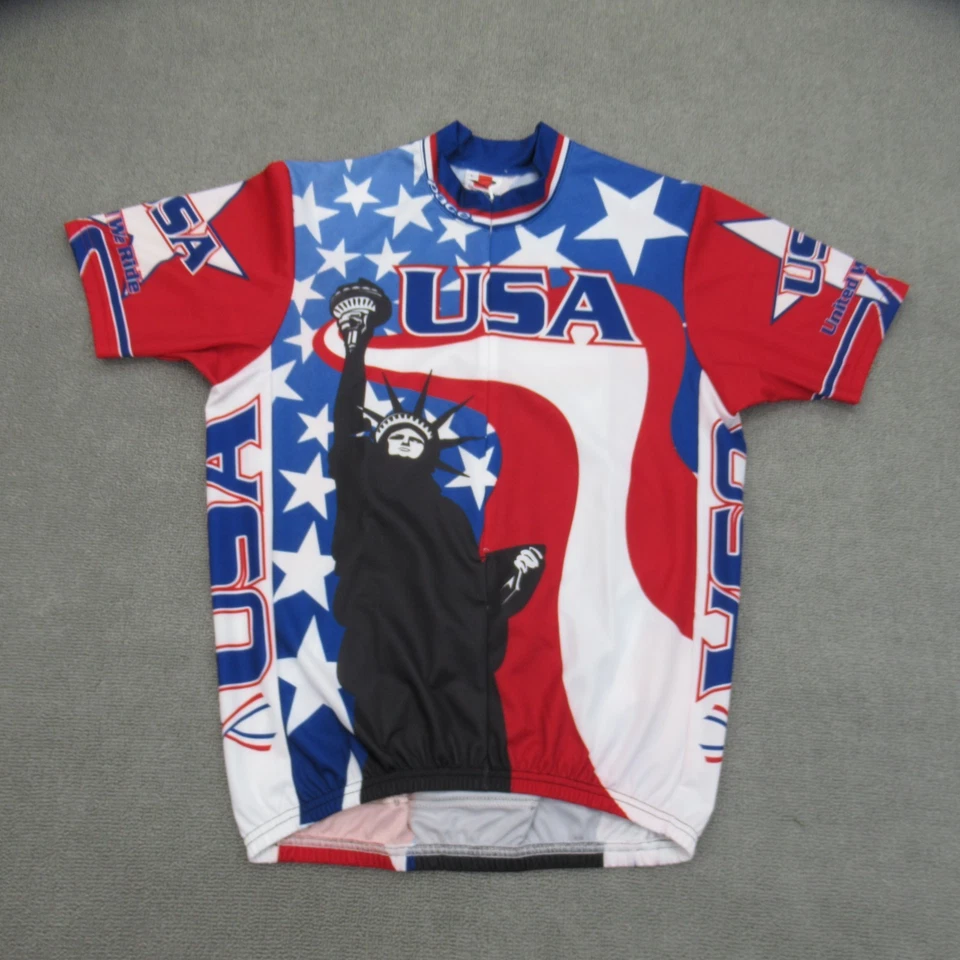 Lote De Colección De 2 Maillots De Ciclismo Para Hombre Grande Blanco Bicicleta Nueva York 2002 1/2 Cremallera Ritmo Foto 2 de 4