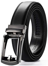 Ratchet Boys Belt, Kids Dress Leather Belt Medium - Fit Waist 22"-26" Black