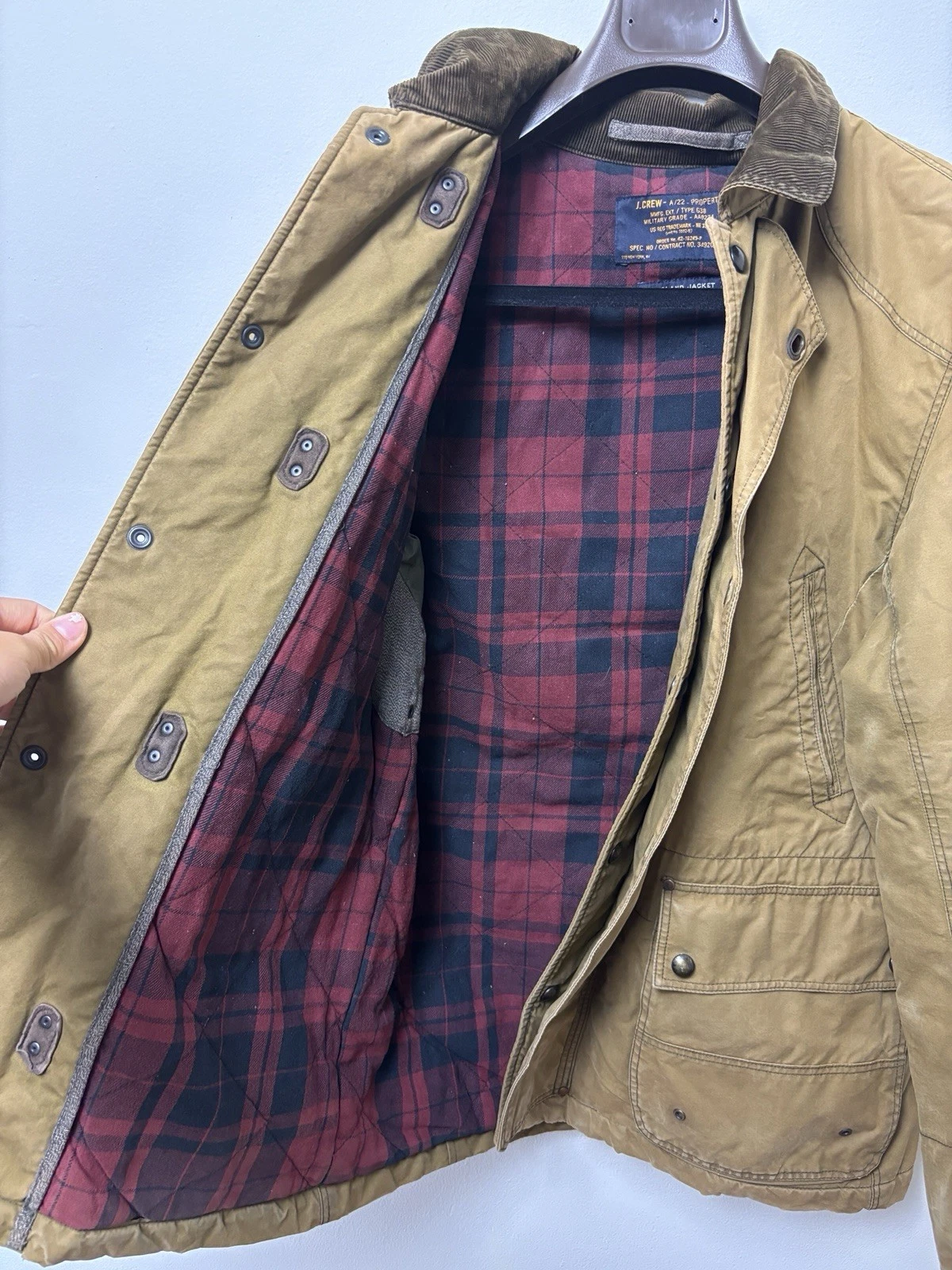 J Crew Jacket Mens M Brown Tan Woodland Military Field Barn Coat Lobster Fireman - product detail image 8