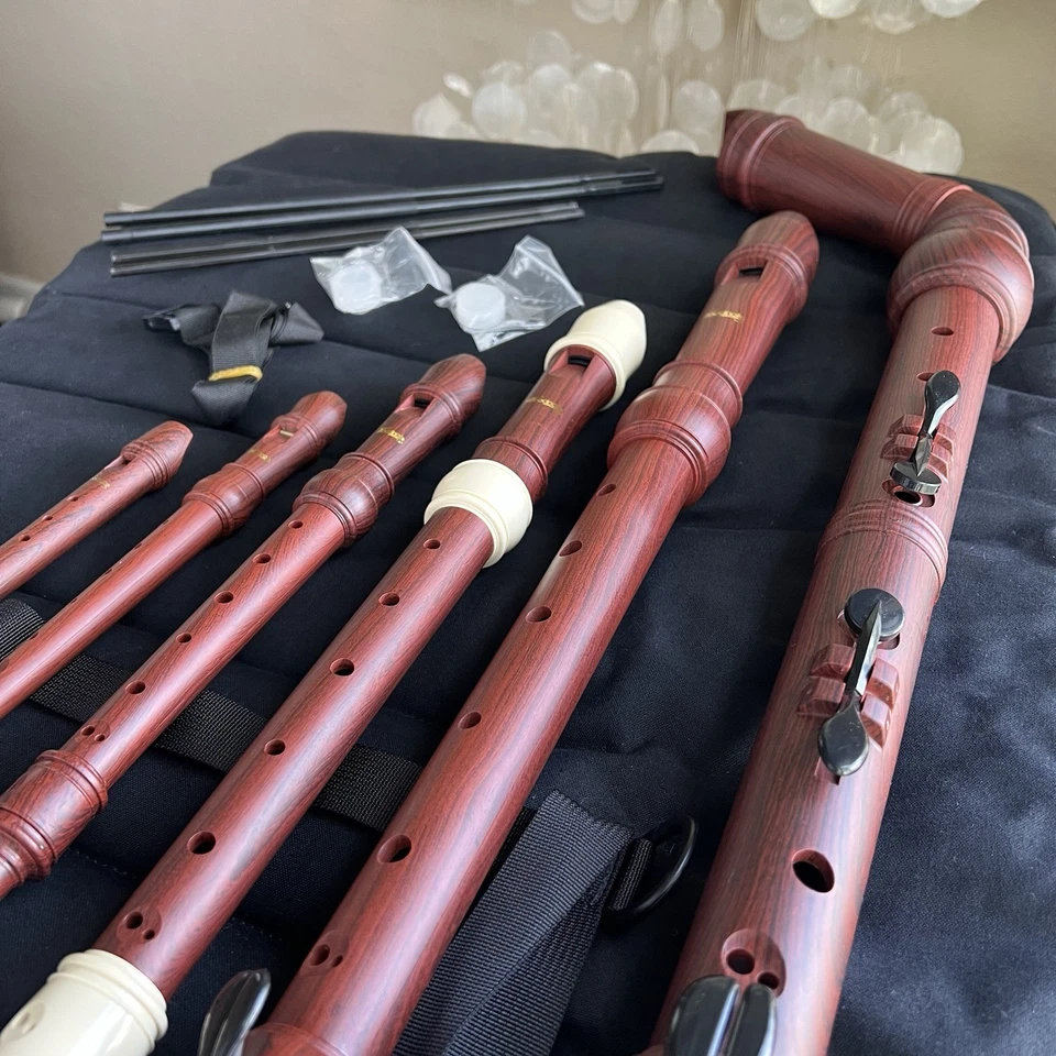 NEW Woodnote 6-Recorder Family Set Bass Tenor Alto Soprano + Canzonet Case Kit - Image 3 of 4