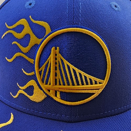 Golden State Warriors Hat, Blue Cap w/Rally Drive Flames, New Era 950, Snapback - Picture 6 of 10