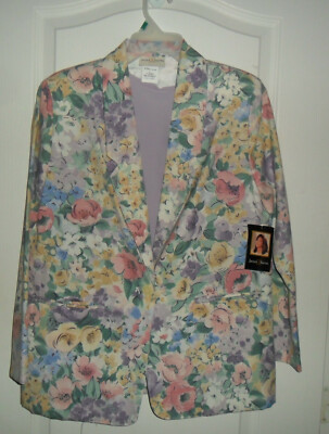 NWT Vintage Jaclyn Smith multicolor floral blaser jacket cover up Size 6