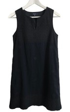 Madewell Black Modest Minimalist Cotton Dress Sz 0 Sleeveless Pockets Embr.