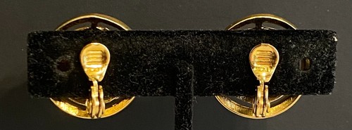 Monet Vintage Ohrringe gebürstet goldfarben rund Knopf Clip auf - Bild 4 von 8