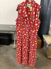 Vintage Red Flowery Button Down S.L. Petites Dress