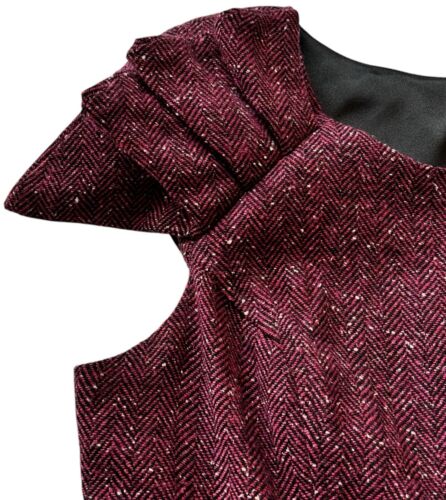 Vestido Anthropologie Eva Franco para mujer talla 10 rojo espiga tweed funda forrada - Imagen 3 de 8