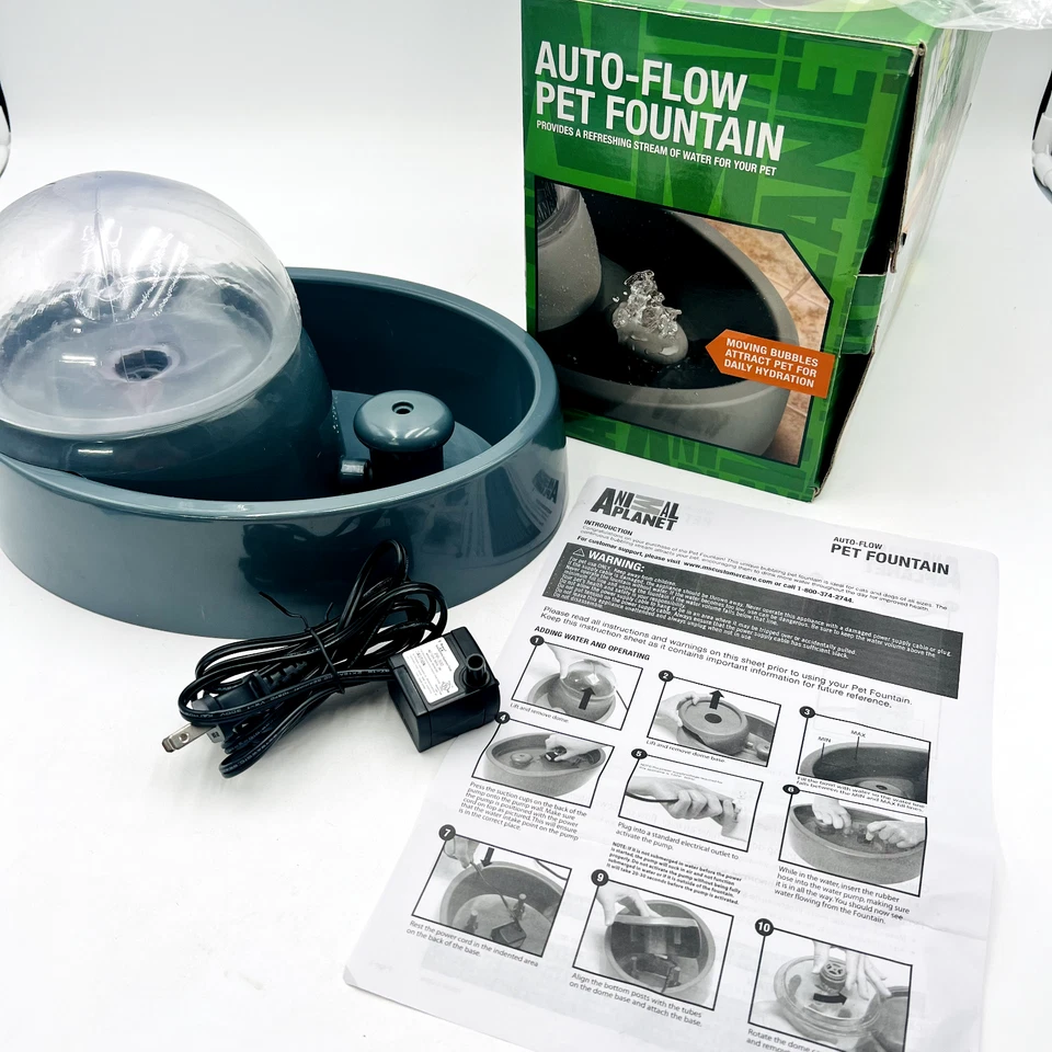 Fuente de agua Animal Planet flujo automático para mascotas para gatos y perros, enchufe de pared Foto 3 de 4