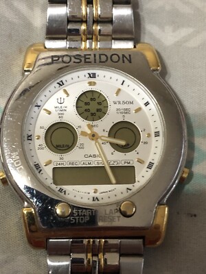 Rare Casio Poseidon PNM-509 T Module 384 Quartz Dual Time Vintage