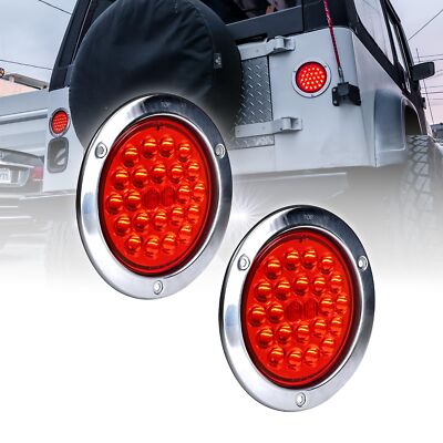 TRUE MODS 2pc 4'' Inch Round 10 LED Trailer Tail Lights [DOT FMVSS 108] [SAE S...