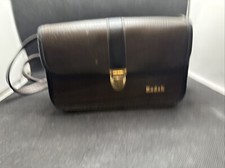 Vintage Kodak Hard Case Camera Bag Brown/Black Leather with Shoulder Strap