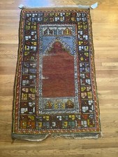 Antique Turkish Prayer Rug - Anatolian Village Carpet 2'2"x5'5"