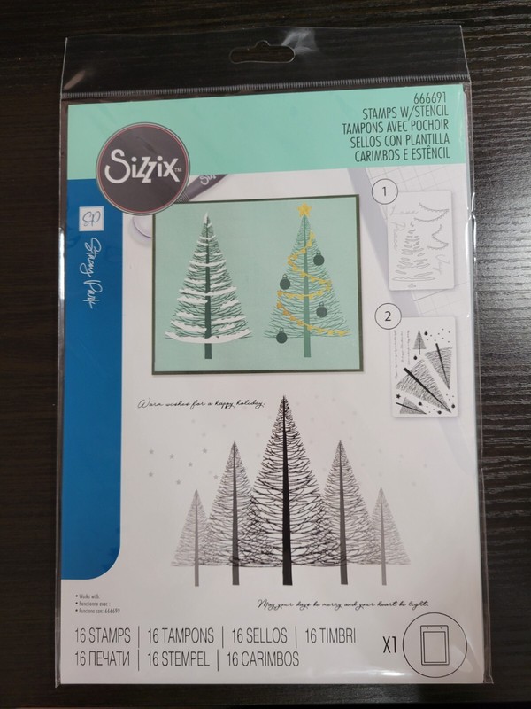 Sizzix Clear Stamp Set With Stencil By Stacey Park Cosmopolitan Merry and Light