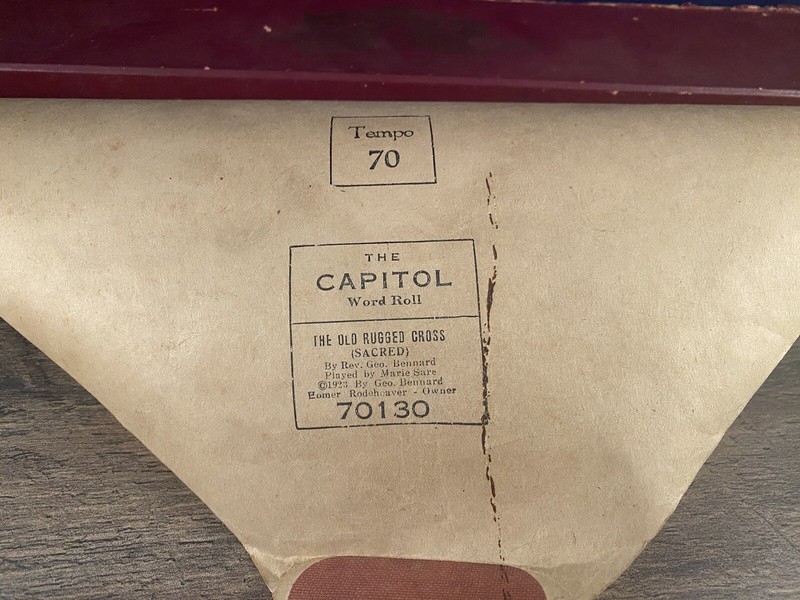 Capitol Player Piano Roll The Old Rugged Cross Sacred Marie Sare 1923
