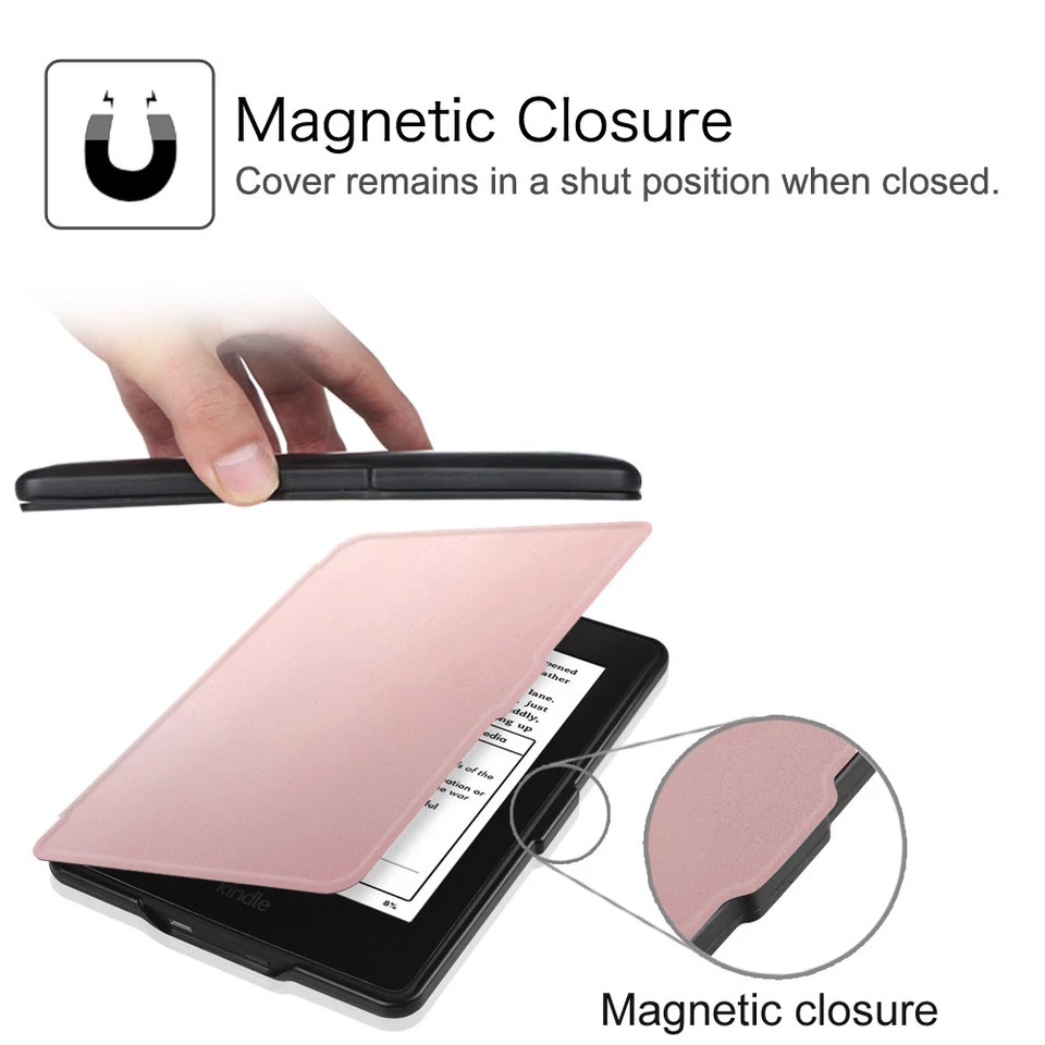 Estuche delgado de cuero PU blanco papel para Amazon Kindle 2012-2017 sueño/despertar automático Foto 4 de 4