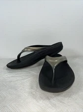 Oofos Women’s Oolala Luxe Sandals 9 Black Slip On Thongs Flip Flops Soft Heaven