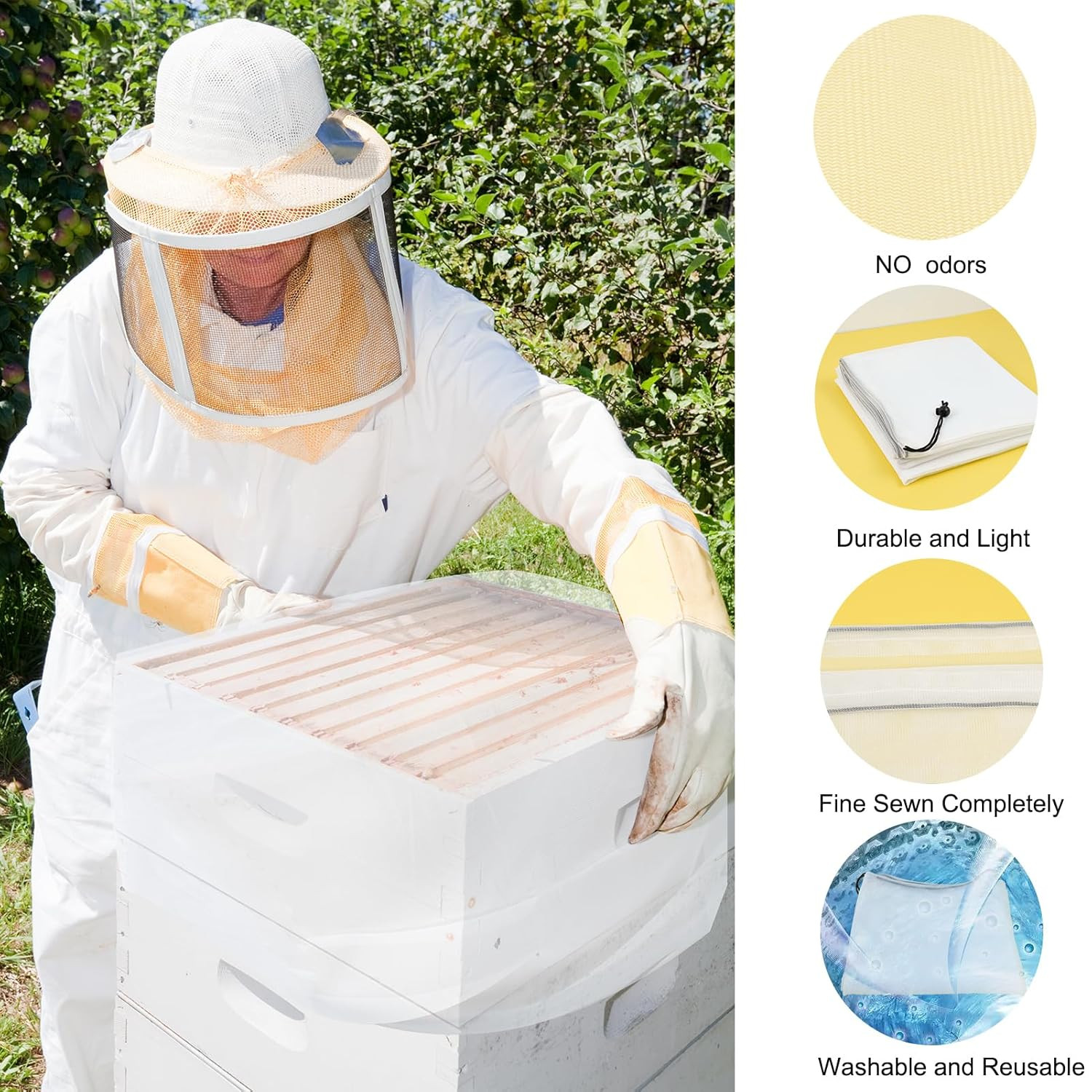 2 Pack Beehive Mesh Transport Bag, 35 X 37 Inch Beekeeping Nuc Box Net Bag