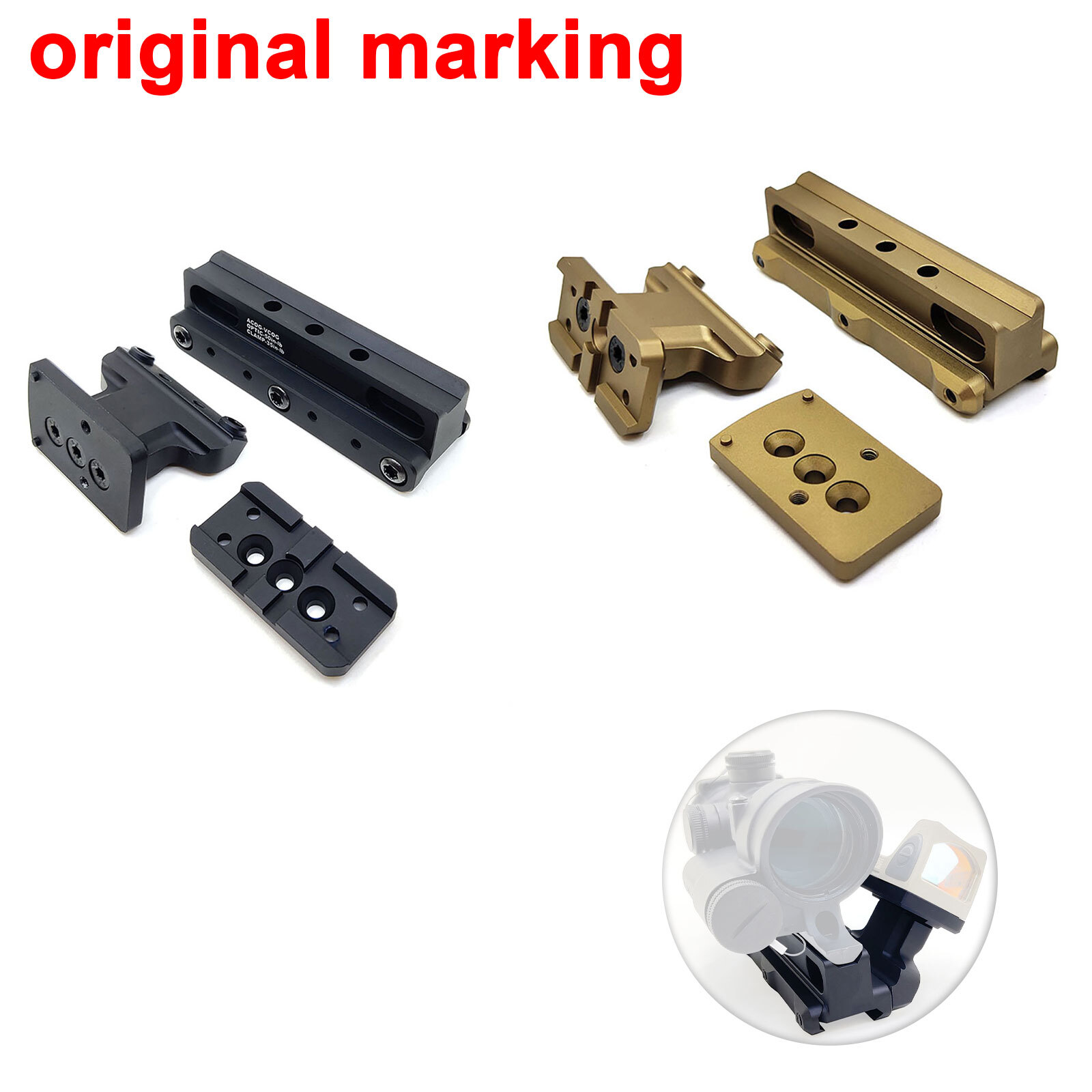 Acog Sight Riser Riser Base Mount For ACOG Scope Optic / Offset Set For T2 For RMR Red ...