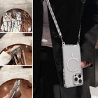 For iPhone 17 Pro Max 16 15 14 13 12 11 Magnetic Crossbody Strap Clear Back Case