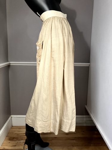 Antique Vintage Edwardian Silk & Linen Skirt E70 - Picture 4 of 14
