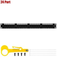 24 Port CAT5E RJ45 Type 110 Patch Panel Network LAN Ethernet 1U 19" Rack Mount