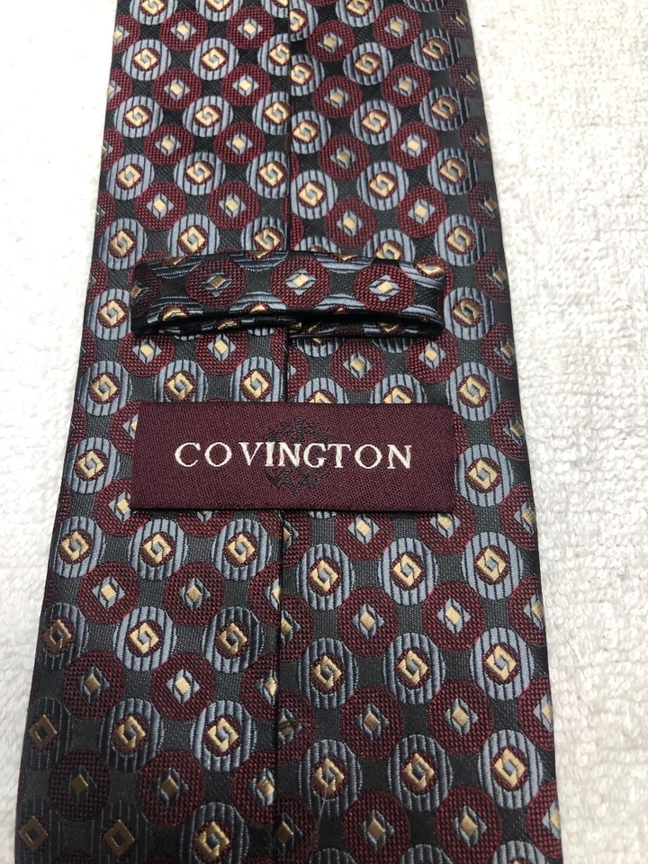 CORBATA HOMBRE COVINGTON ROJO VERDE GRIS VERDE ORO 3,75 X 58 Foto 4 de 4