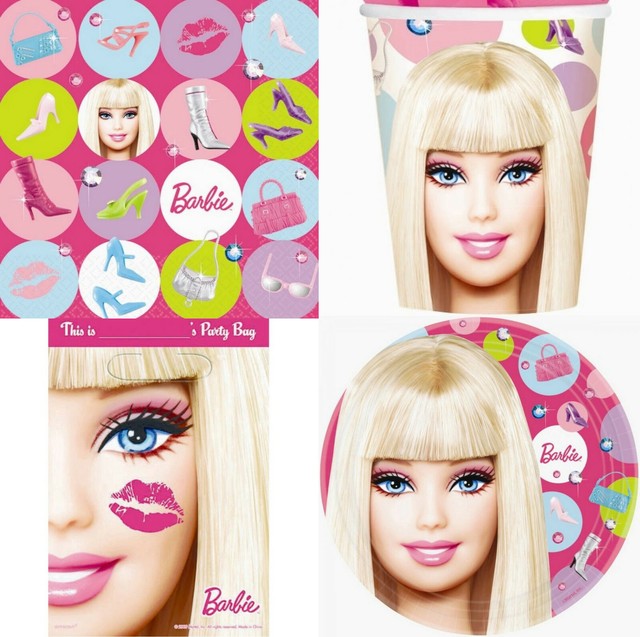 barbie plates and cups