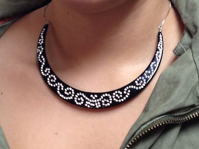 Dolce Jewels C227 - Swarovski Elements Crystal Black Acrylic Statement Necklace 