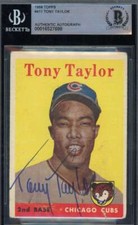 Tony Taylor Beckett BAS Signed 1958 Topps Rookie Autograph