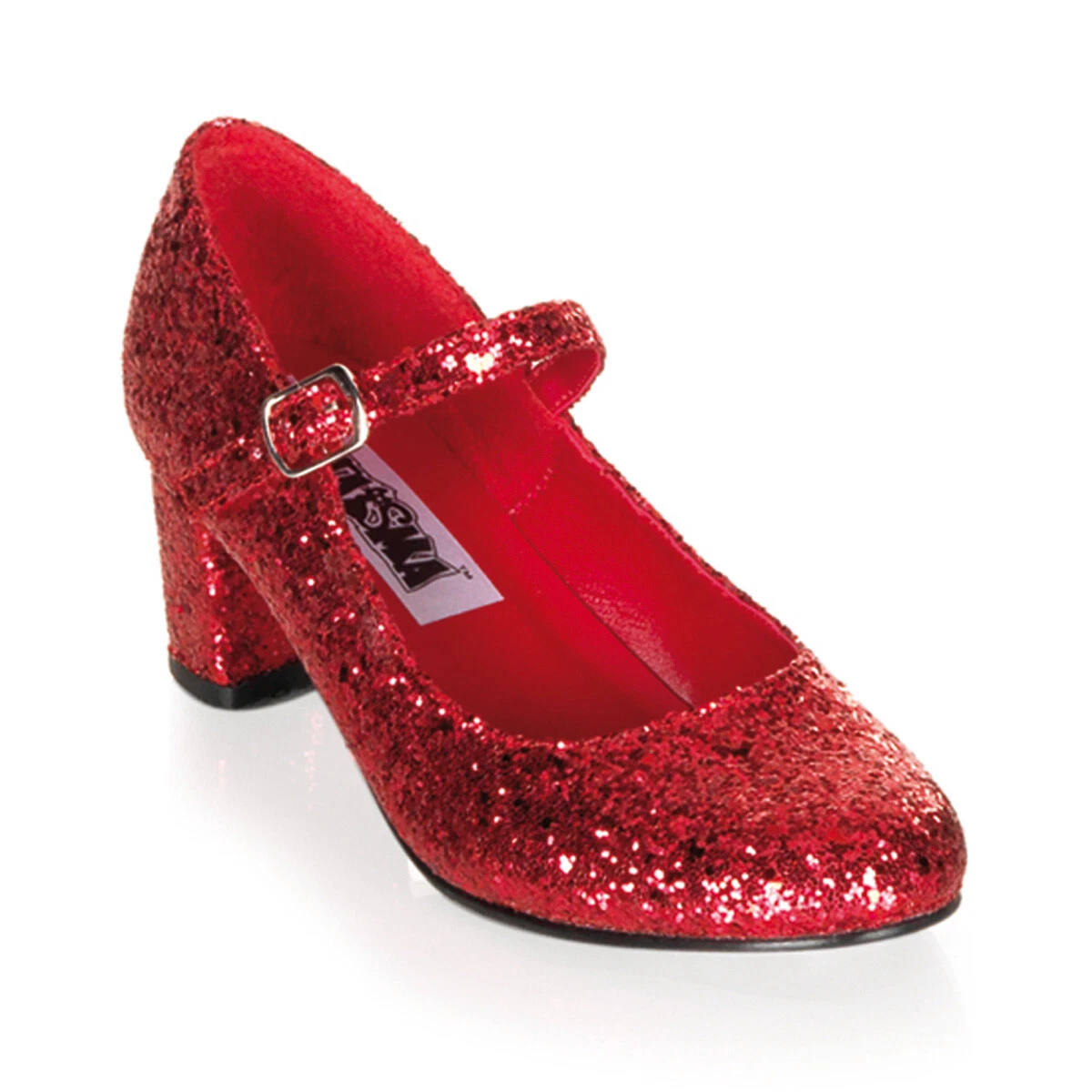 Sexy Retro Red Glitter Schoolgirl Mary Janes Halloween Dorothy Costume Shoes