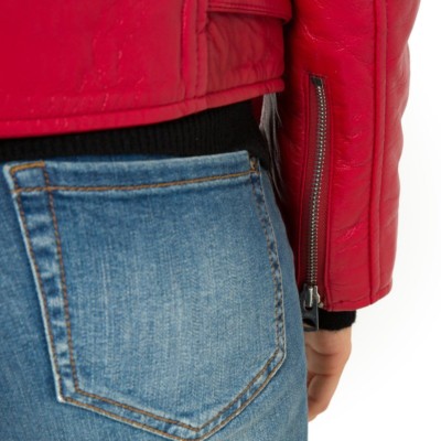 Blouson Perfecto Schott NYC Neuf En Cuir D'agneau Rouge - Taille L 40 Femme - Style Iconique Jamais Porté