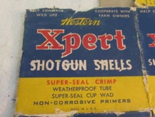 VINTAGE WESTERN XPERT  BLUE/YELLOW 20 GA SHOTGUN CARTRIDGE SHELLS  Box Empty