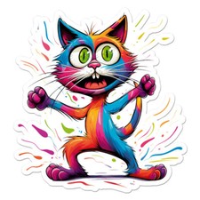 Funny Colorful Cat Vinyl Decal Sticker Indoor Outdoor 3 Sizes 11948