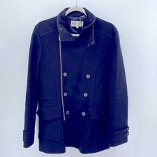 Reiss Wool Blend Double Breasted Asymmetrical Zip Midi Winter Coat Sz S