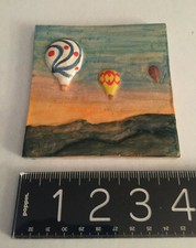 VINTAGE HAND PAINTED Cerami ART Hot Air Balloons MINT TILE exquisite unsigned