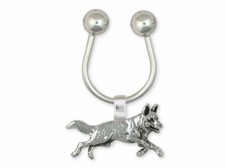 German Shepherd Key Ring Jewelry Sterling Silver Handmade Dog Key Ring GS9-KR