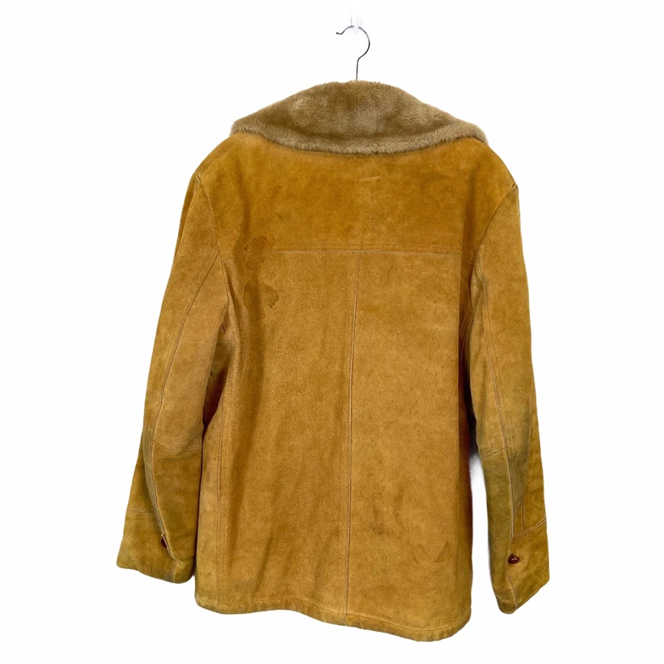 Marlboro Man Barn Coat Mens Size 40 L Ranch Brown Suede Vintage Montgomery Ward - Image 3 of 4